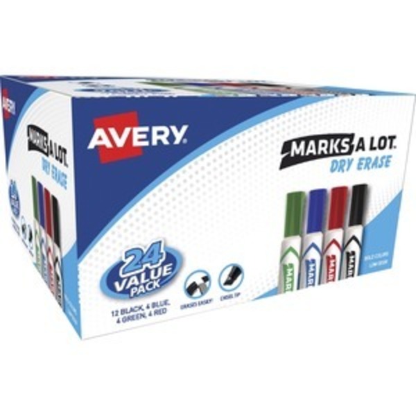 Avery Marker, Dryerase, Chisel, 24PK AVE98188